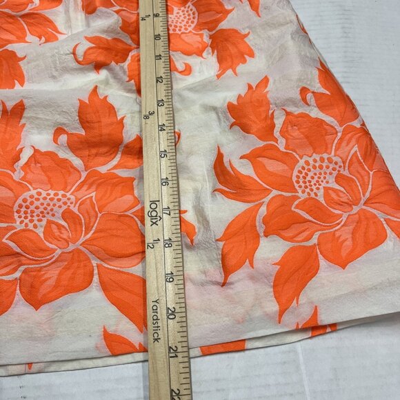 J Crew Skirt Womens 2 White Neon Orange Embroidered Floral Pencil Tropical Beach - Picture 5 of 9